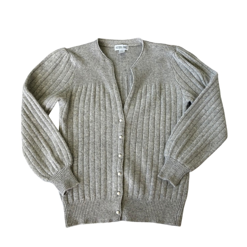 Vintage Lambswool Angora Blend Knit Cardigan Sweater S Gray Quite Luxury Preppy
